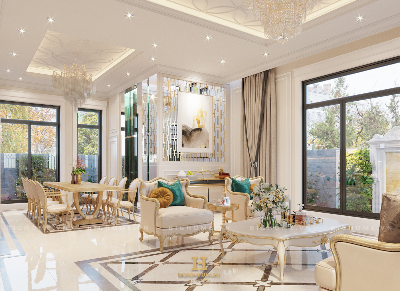 Phòng khách phong cách luxury chị Lý 2