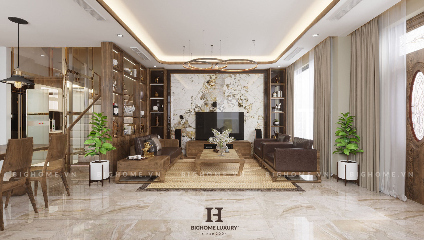 Thiết kế biệt thự gỗ óc chó Vinhomes Ocean Park nhà anh Khôi