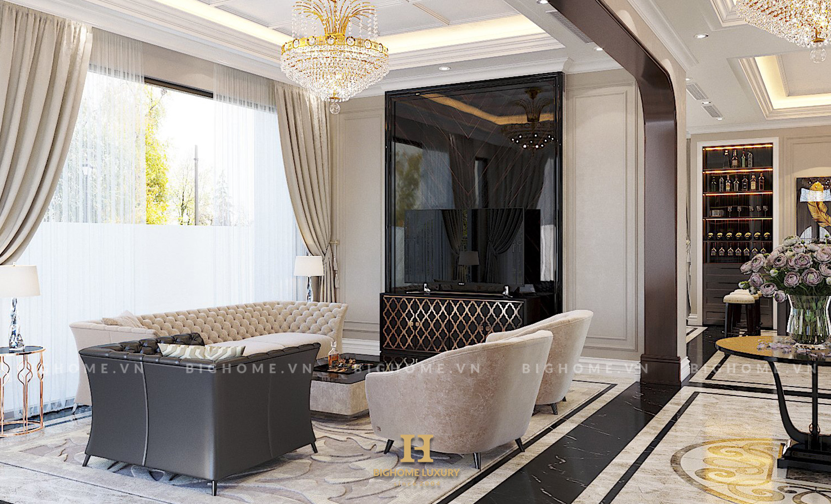 Phòng khách biệt thự nhà anh Minh 2
