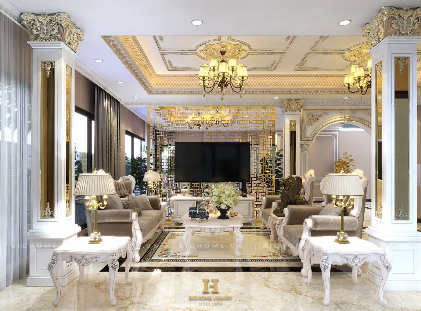Phòng khách nhà anh Toàn cổ điển
