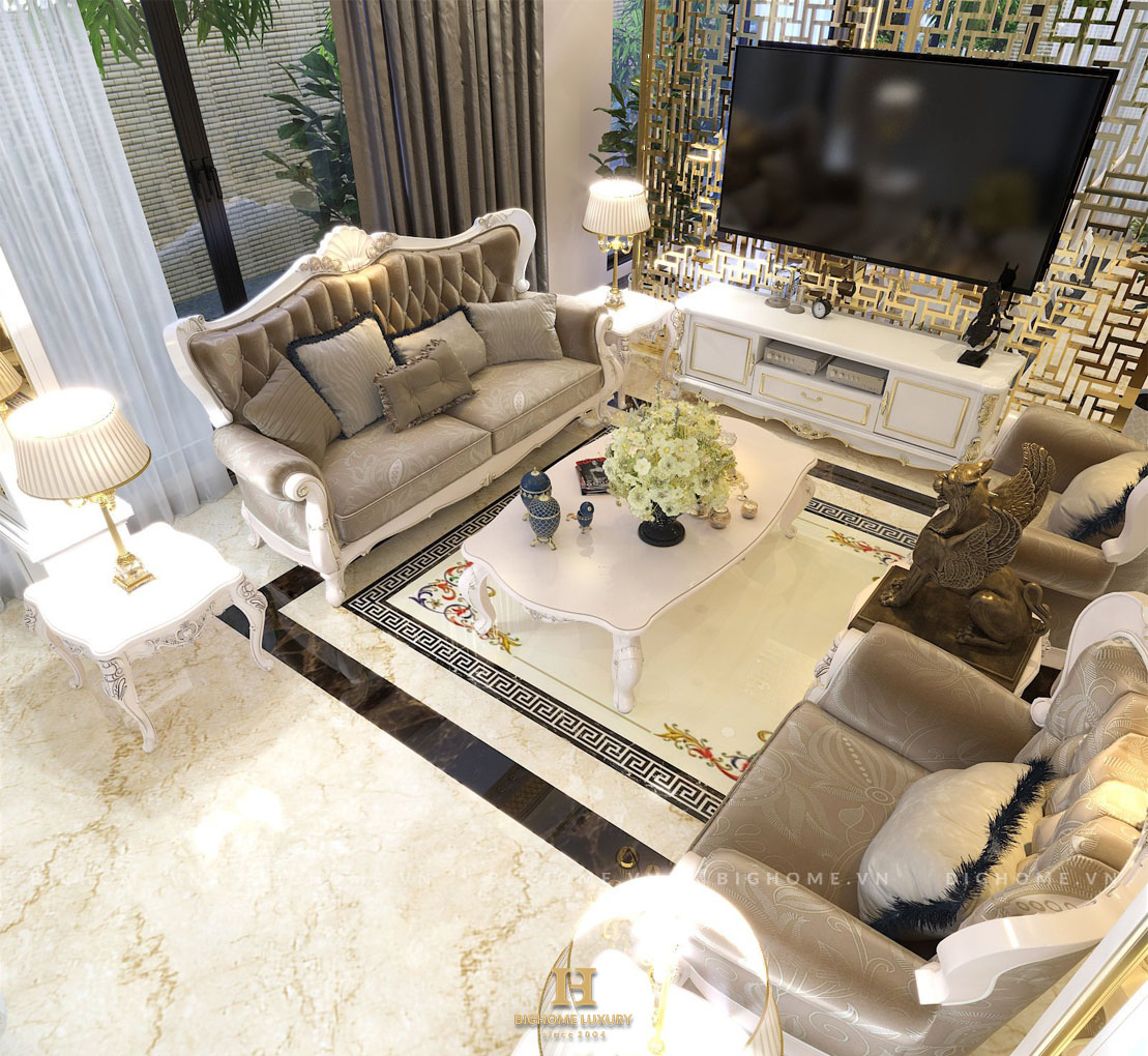 Phòng khách nhà anh Toàn cổ điển 3