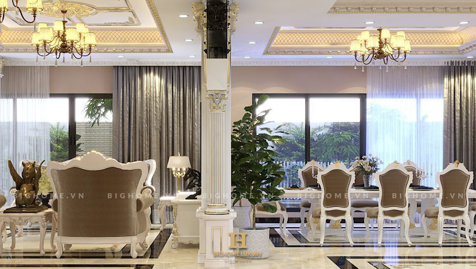 Phòng khách nhà anh Toàn cổ điển 4
