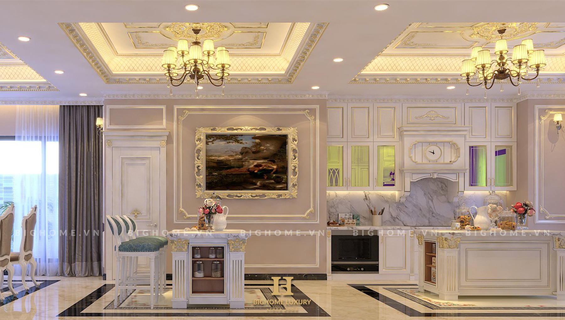Phòng khách nhà anh Toàn cổ điển 5