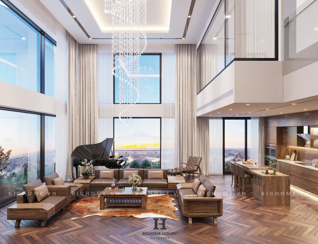 Thiết kế nội thất cao cấp, hiện đại căn hộ skyvilla nhà chú Đức