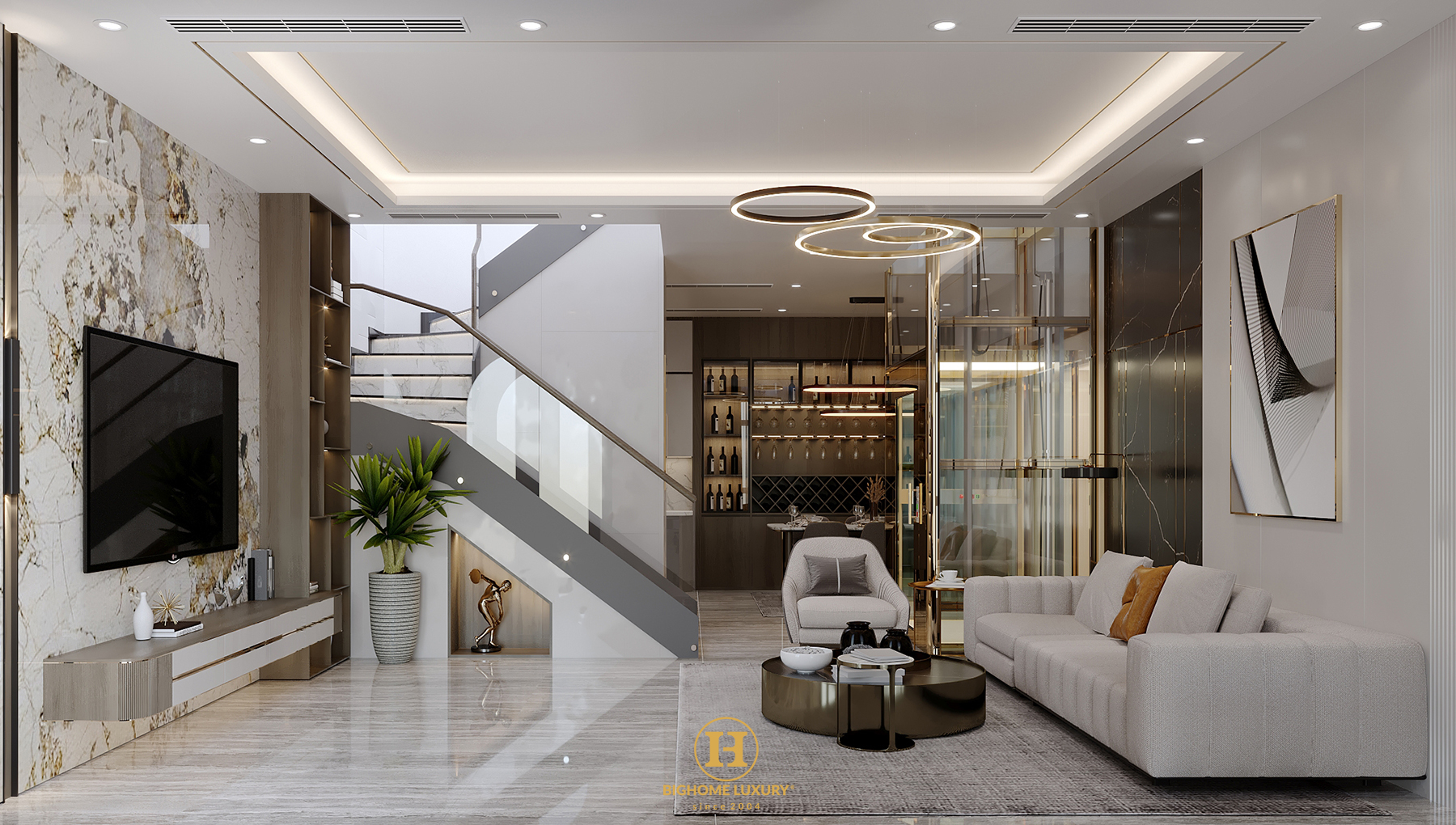 Thiết kế nội thất hiện đại biệt thự Vinhomes Ocean Park anh Quyền